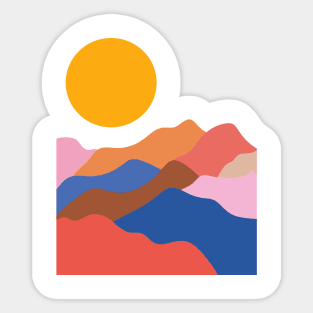 Colorful Mountain Scene Sticker